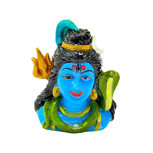 Lord Shiva blue, Bust , colorful marble dust,  2.5 inches (MOQ=ea)