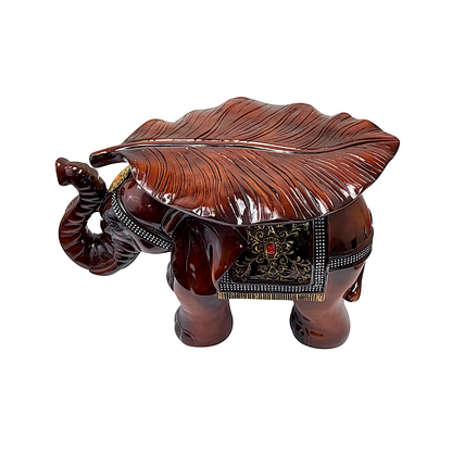 Elephant side table with leaf top (MOQ=ea)