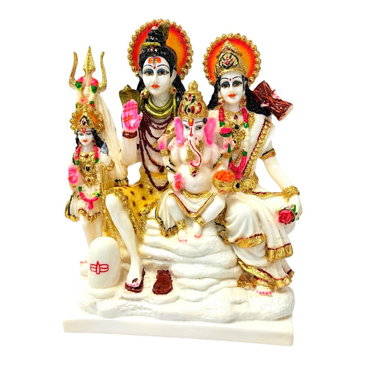 Shiva Family white and gold, marble dust 12" (MOQ=ea)