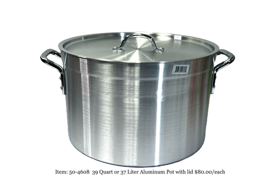 Aluminum  Pot with Lid- 39.3Qt, 37L  3mm thick (MOQ=ea)