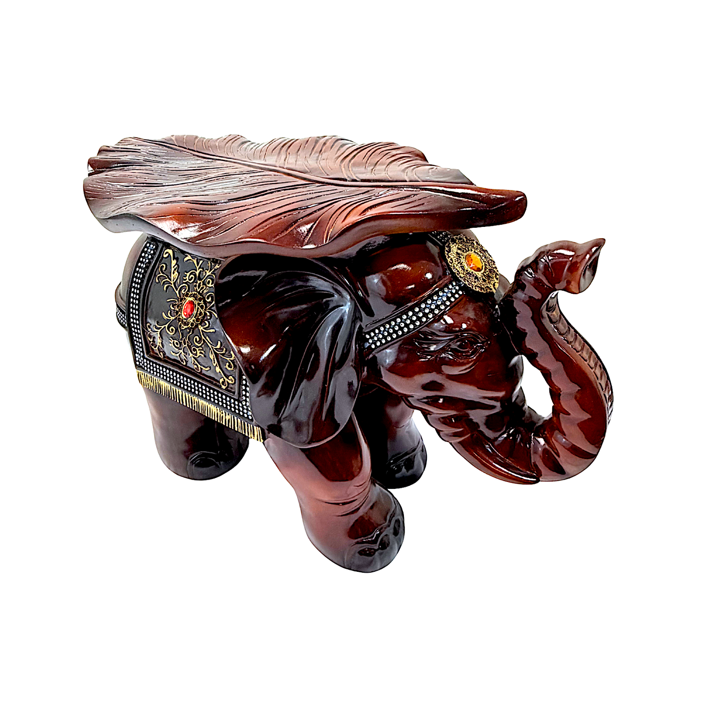 Elephant side table with leaf top (MOQ=ea)