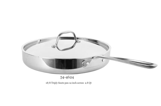 Saute Pan 3 Ply  18/8 Stainless steel w lid 2.8 QT   (MOQ=ea)