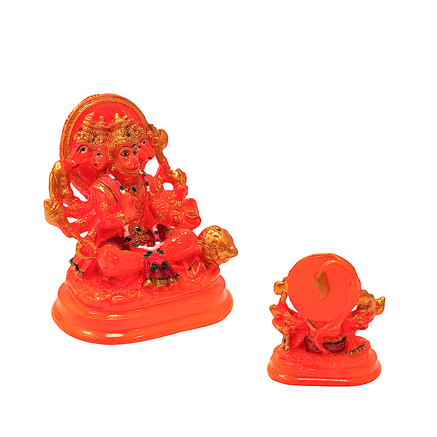 Lord Hanuman five face (Panchmukhi) , orange marble dust, 4 inches (MOQ=ea)