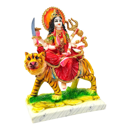 Durga, colored and gold, marble dust 12" (MOQ=ea)