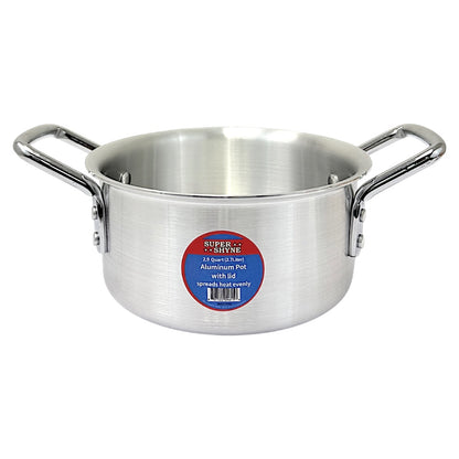 Aluminum pot with Lid - 2.9Qt, 2.7L 3mm thick W:8" H3.75" (MOQ=ea)