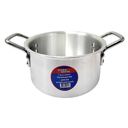 Aluminum pot wit lid4.0 QT 3.8L  3mm thick W: 8.75" H4"   (MOQ=ea)