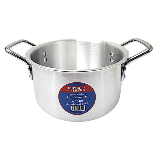 Aluminum pot with lid-7QT, 6.7L 3mm thick W: 10.5" H4.5"  (MOQ=ea)