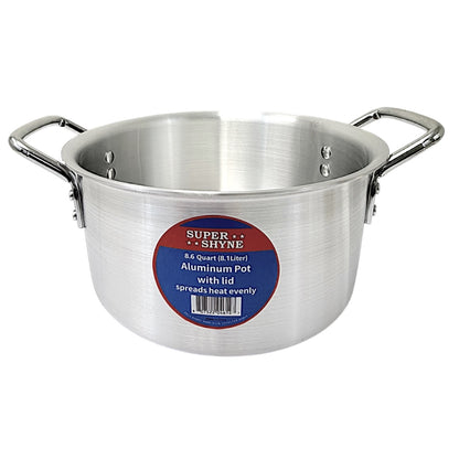 Aluminum pot with Lid - 8.6Qt, 8.1L 3mm W11.25" H:5"  (MOQ=ea)