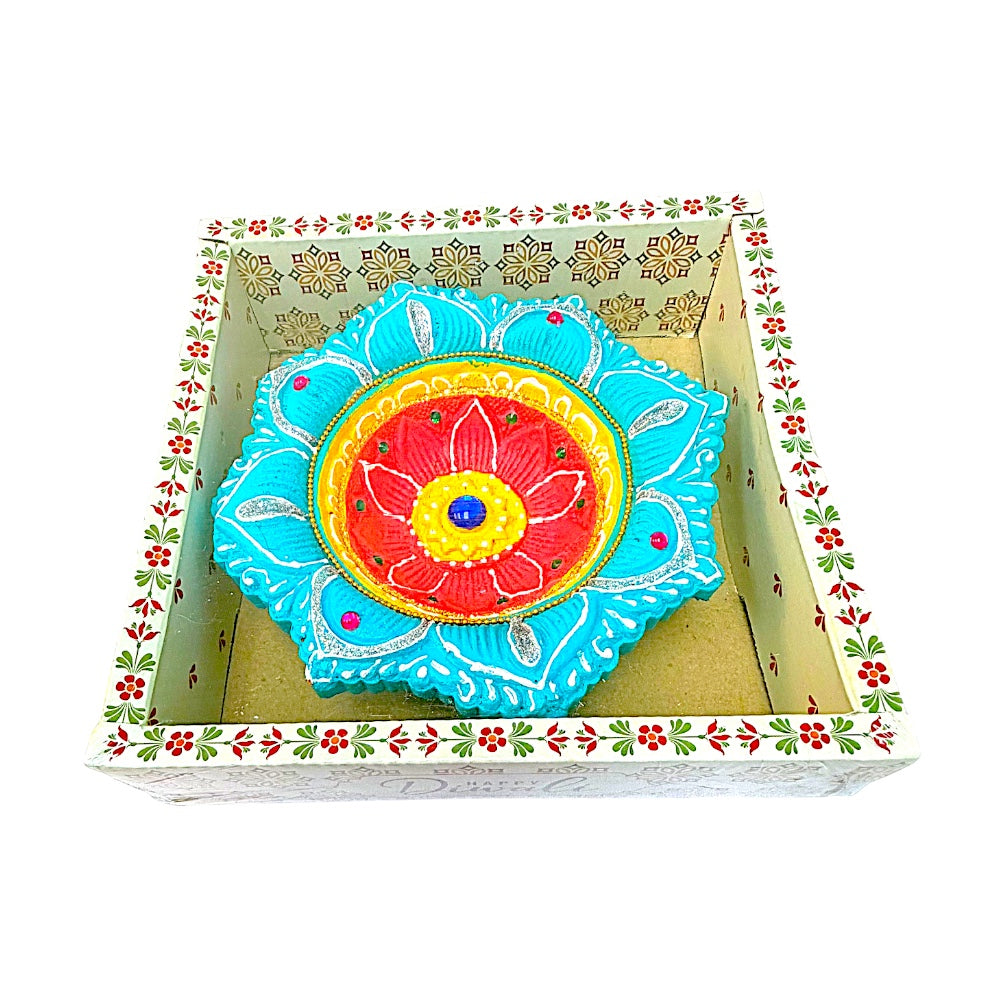 1 pc Happy Diwali Akhand Diya, colorful  assorted designs (MOQ=ea)