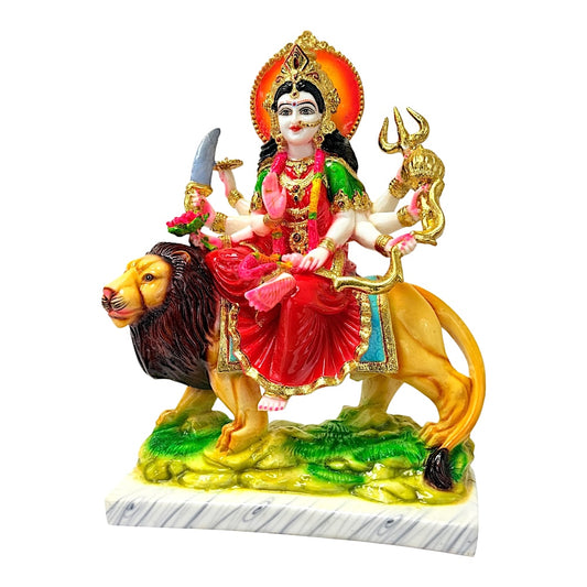 Durga, colored and gold, marble dust 15" (MOQ=ea)