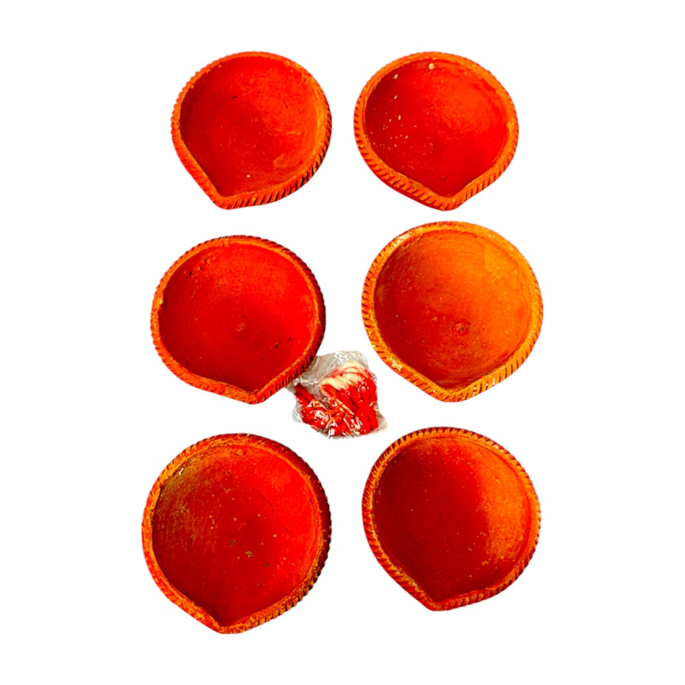 Clay Diya Plain in packs of 6 (MOQ=24 6pks)