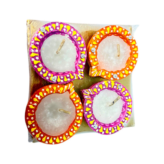 4 pack diyas in wax many designs   (MOQ=36pc)