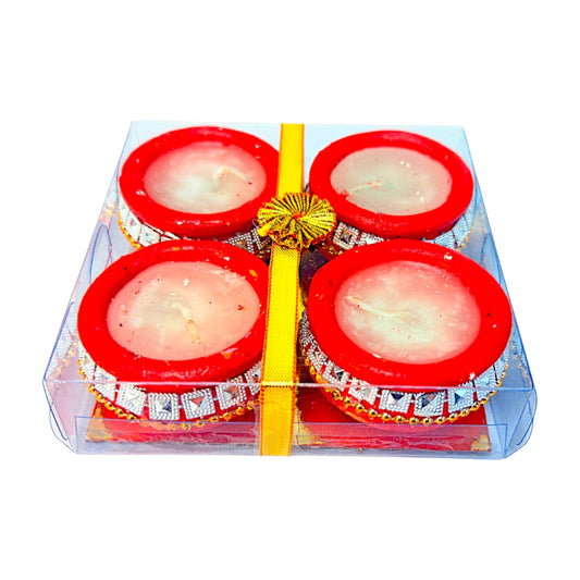 4pc Diya with wax gift pack