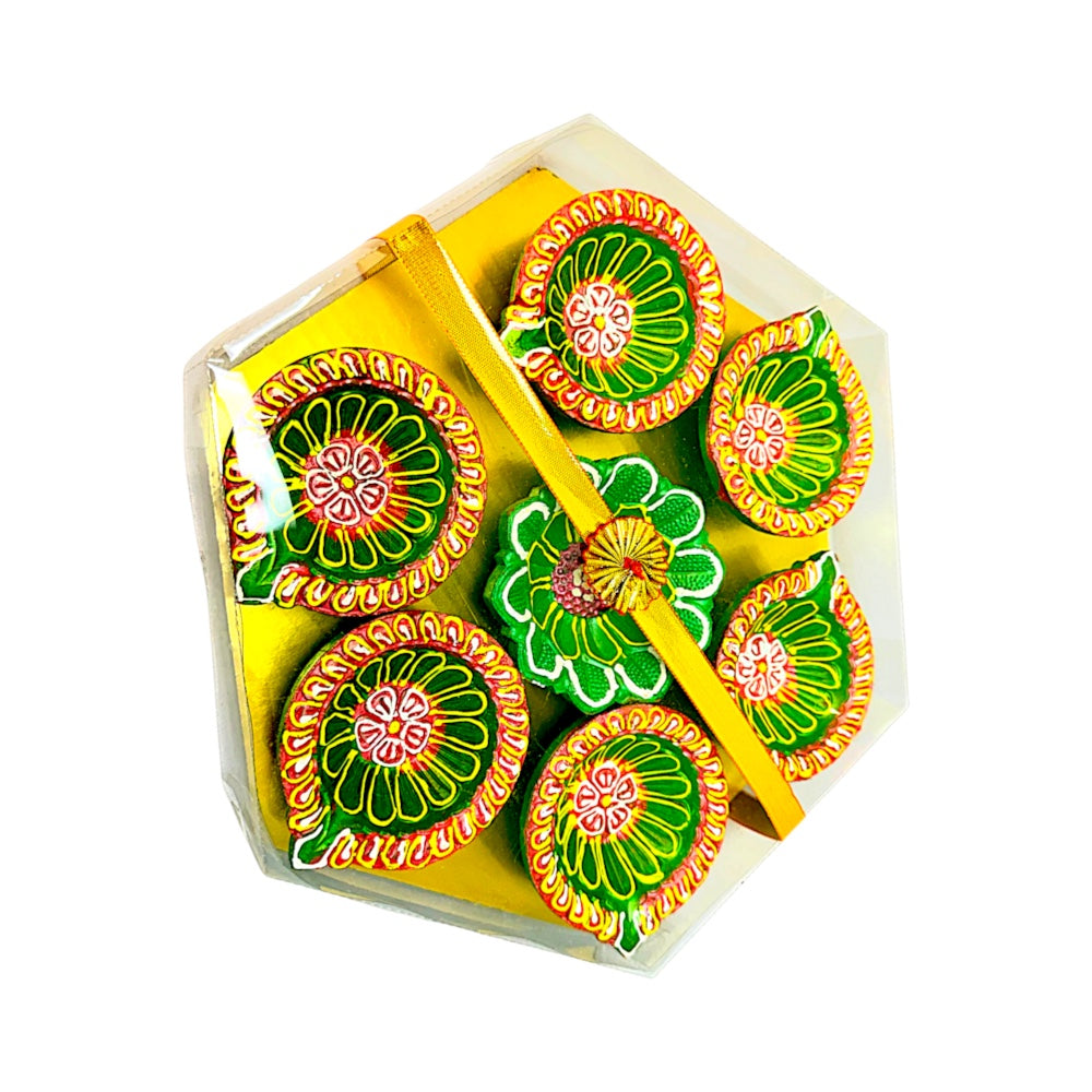 Hexagon gift pack diya set of 7 (MOQ=dz)