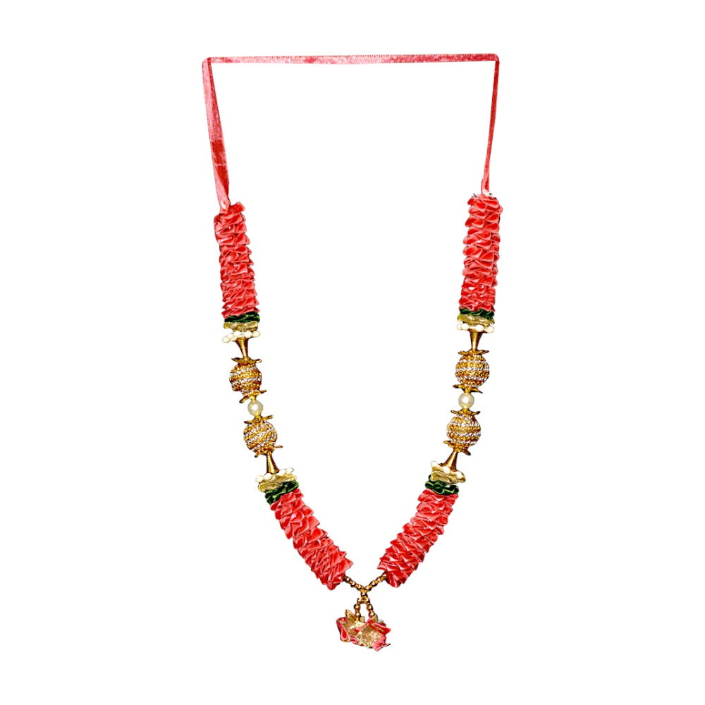 Garland 12 inch with gold or pear stops and ruffles (red, orange, pink, peach, carrot red) (MOQ=dz)