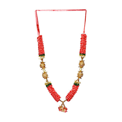 Garland 12 inch with gold or pear stops and ruffles (red, orange, pink, peach, carrot red) (MOQ=dz)