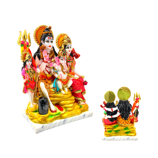 Lord Shiva family, colorful marble dust,   12 inches (MOQ=ea)
