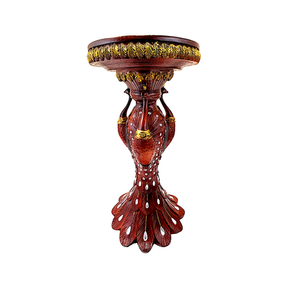 Carved Wooden Pedestal with Peacocks and embellishments (MOQ=ea)