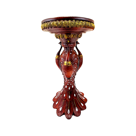 Carved Wooden Pedestal with Peacocks and embellishments (MOQ=ea)
