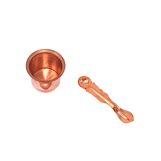 Copper Achmani set large (cup and spoon) 2.25" high (MOQ=dz)