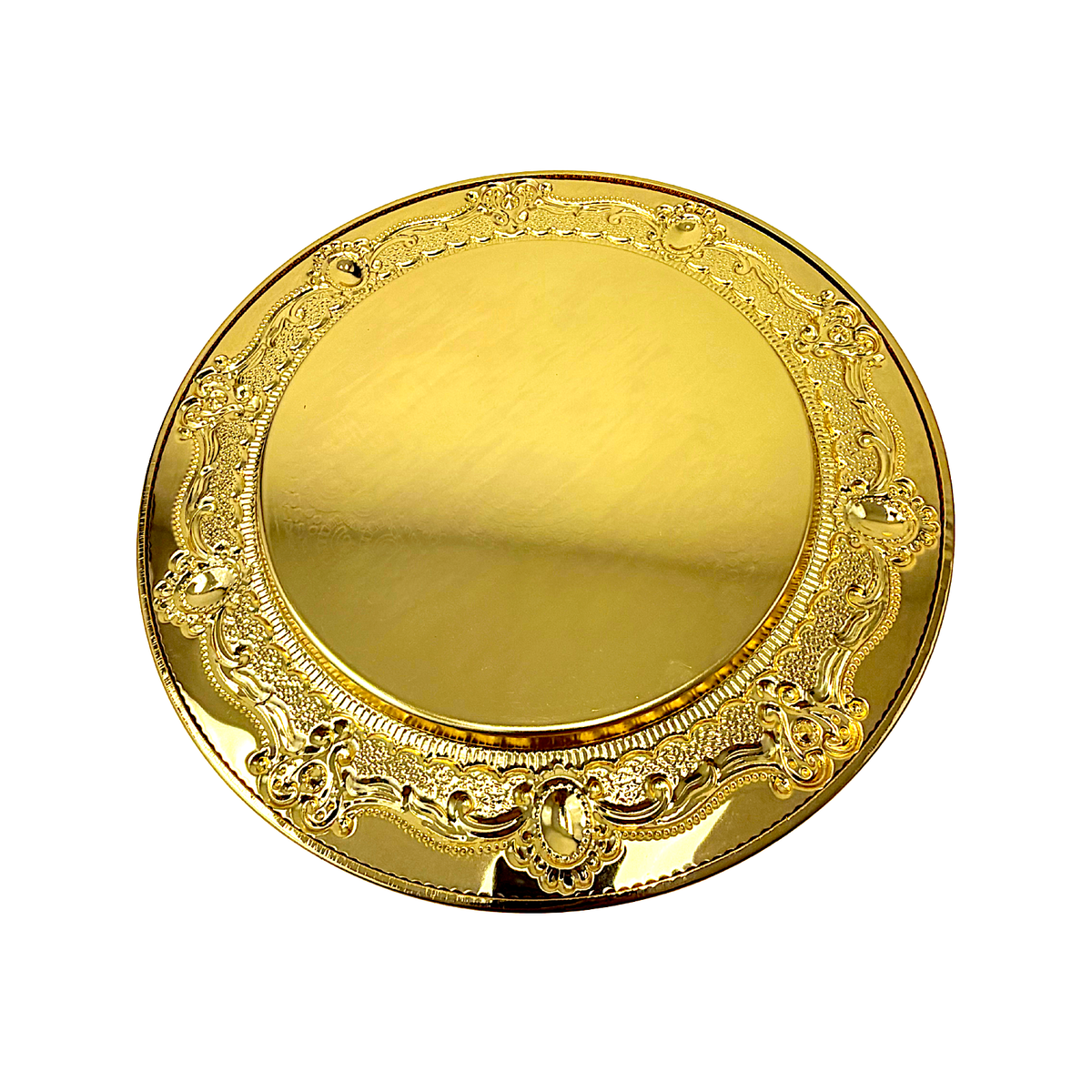 Metallic round decorative plate in gold 12.5" (MOQ=6pc)