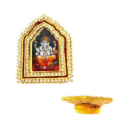 Kulin Car dashboard gold Mandir shape frame 3" high (Assorted ) (MOQ=ea)
