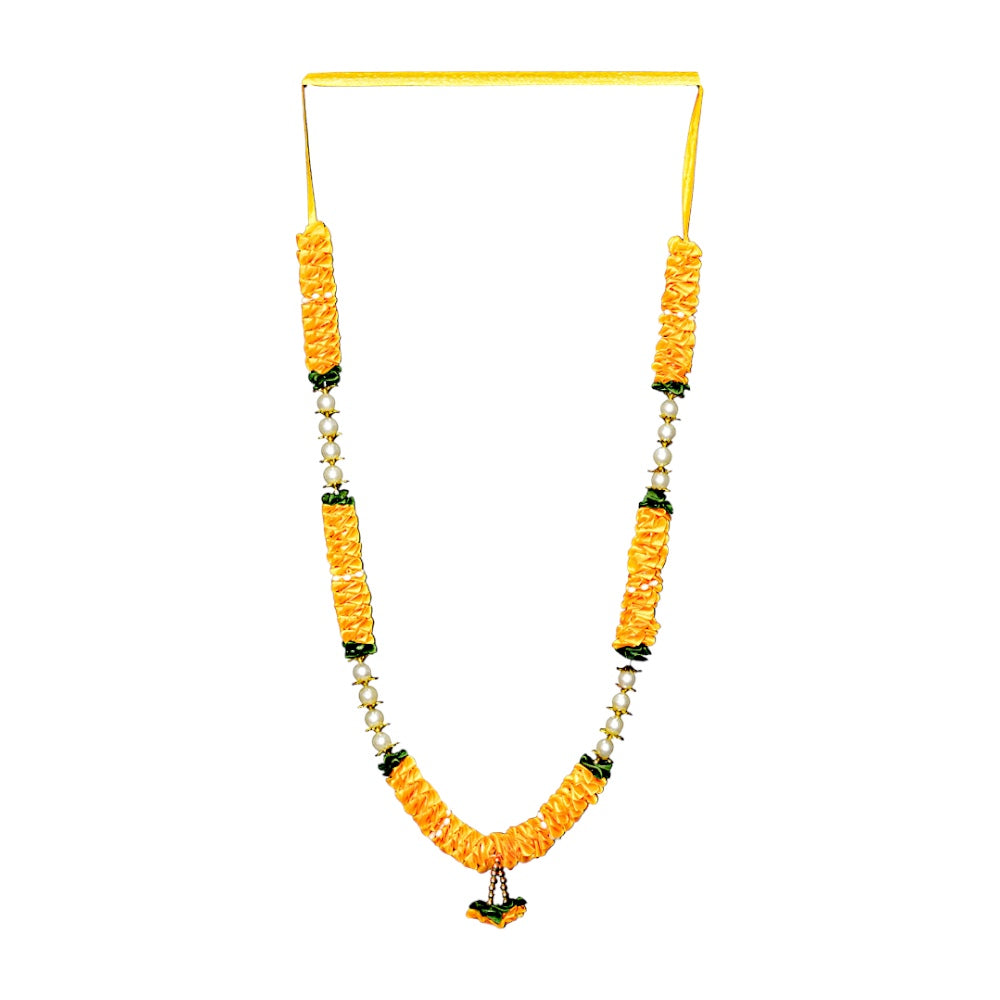 Garland 21 inch with pearls and satin ruffles  (assorted colors) (MOQ=dz)