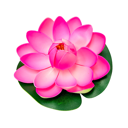 Plastic Lotus flower on lily pad 7 inches-assorted colors (MOQ=2dz)