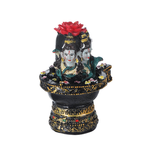 Shivling with 3 Shiva faces 5" Glossy