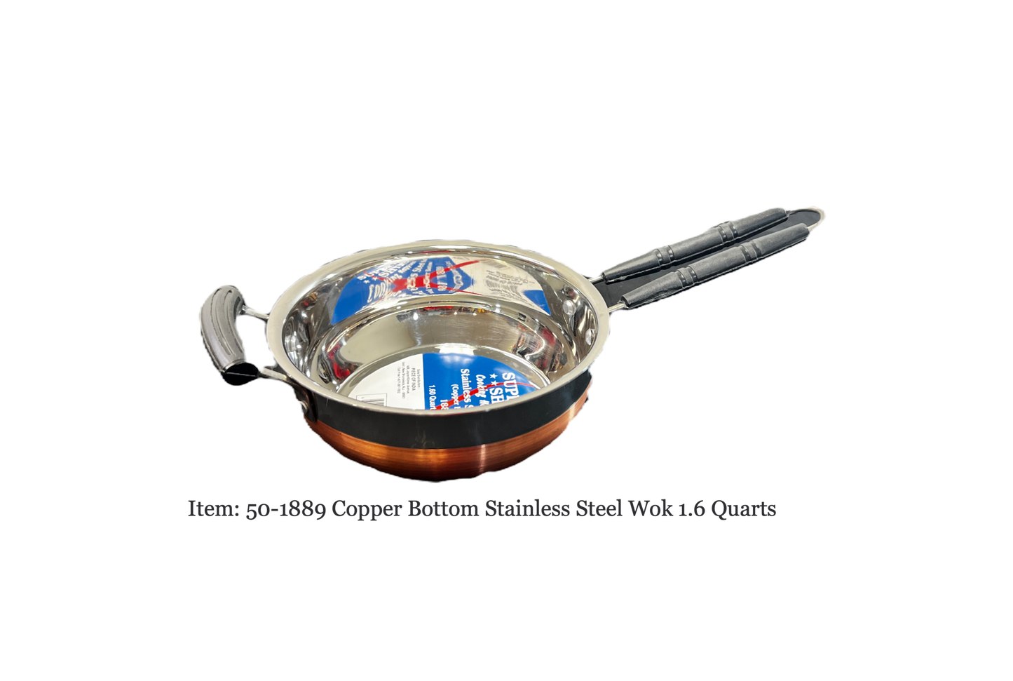 Wok copper bottom/stainless steel H 3" Dia 7.5" 1.5 liter  (MOQ=ea)