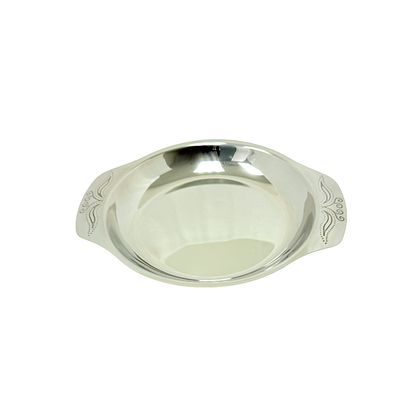 Steel tray with carving on handles 8.5 inch  (MOQ=ea)