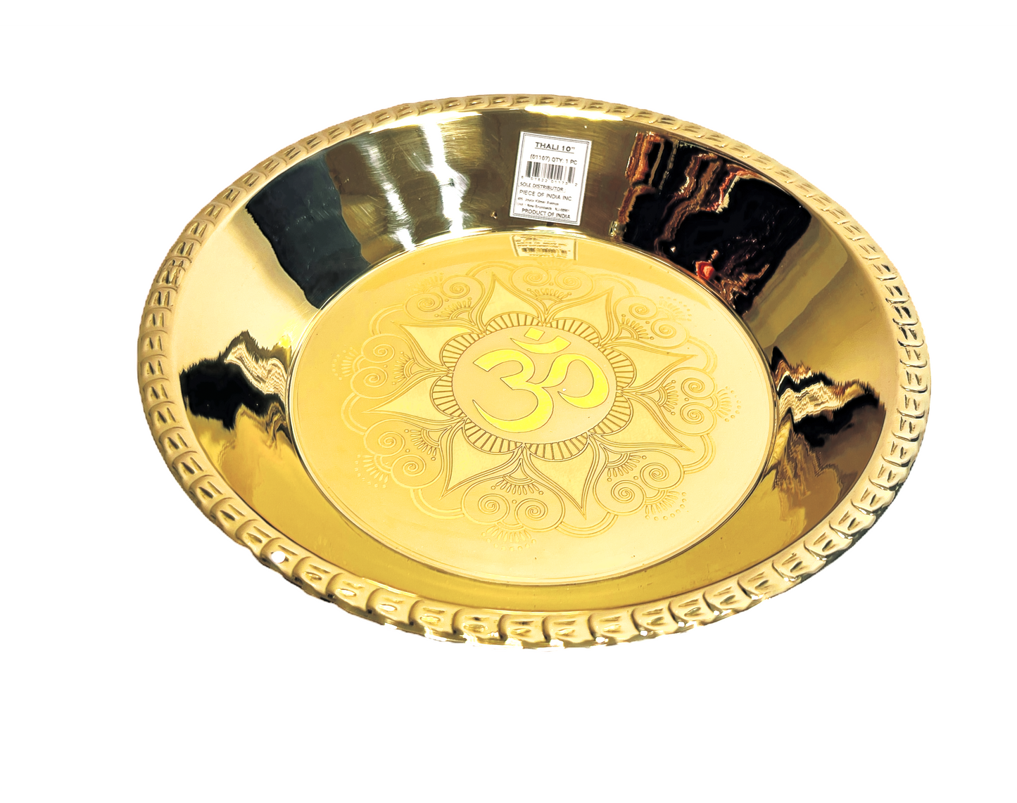 Item: B1173 Brass Thali (tray) 10in with engraving (MOQ=ea)