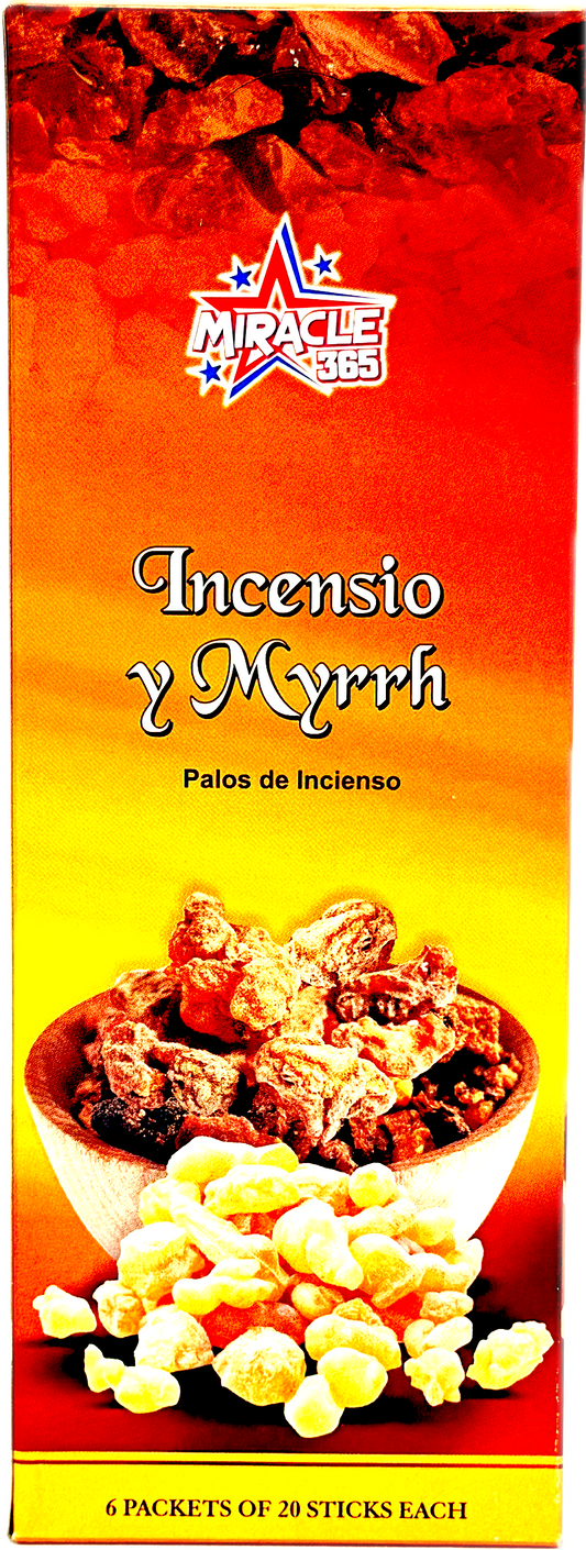 Miracle 365 Frankincense and Myrrh incense (6 tubes of 20 sticks) (MOQ=10pc)