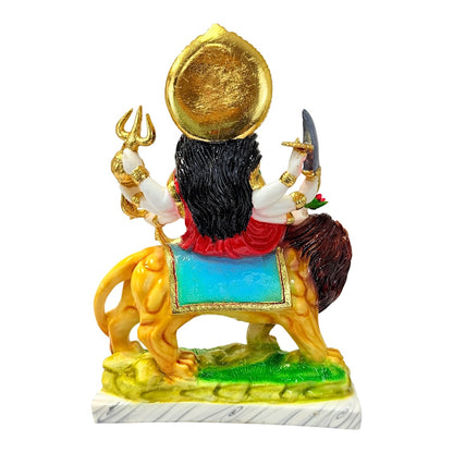 Durga, colored and gold, marble dust 15" (MOQ=ea)