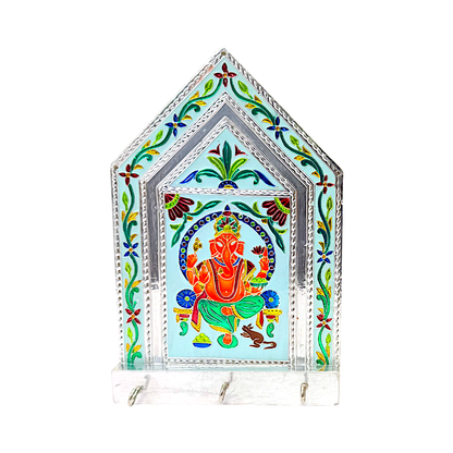 Ganesh key holder brass meena (MOQ=ea)