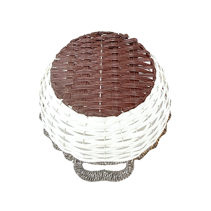 Mkaurs Round woven white and metallic bronze wicker deep basket with handles (MOQ=dz)