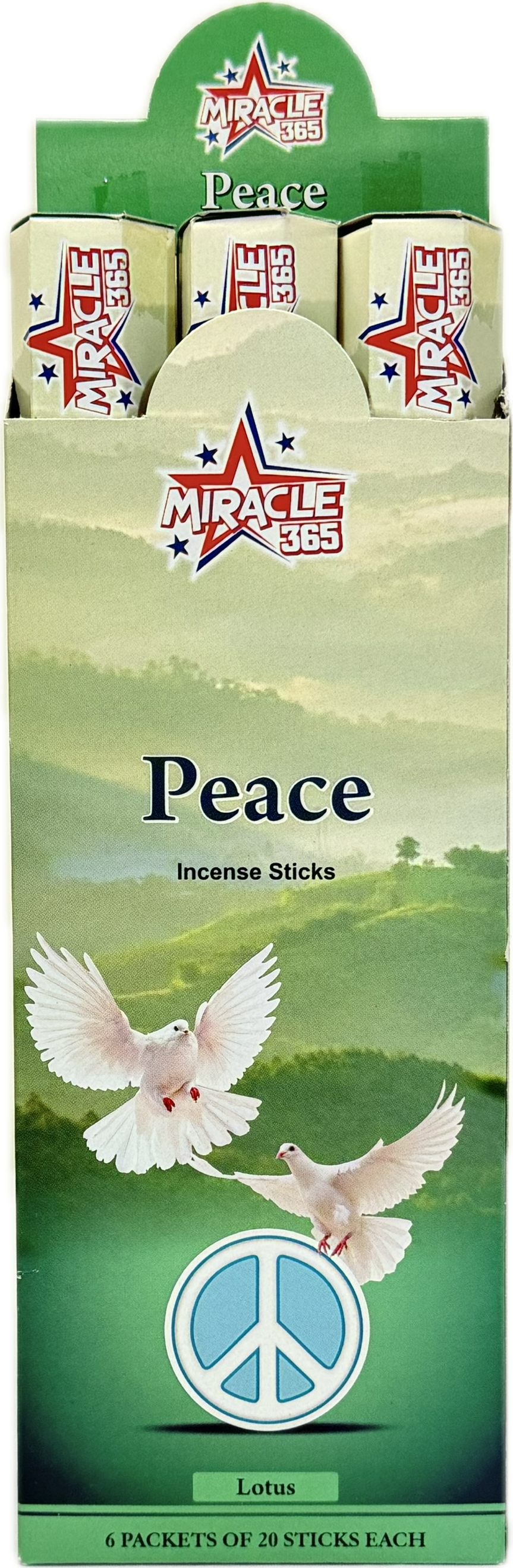 Peace incense sticks (6 tubes of 20 sticks each) (MOQ=10pc)
