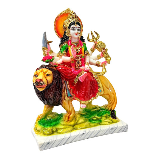 Durga, colored and gold, marble dust 15" (MOQ=ea)