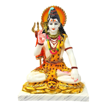 Lord Shiva white and gold, marble dust 10" (MOQ=ea)