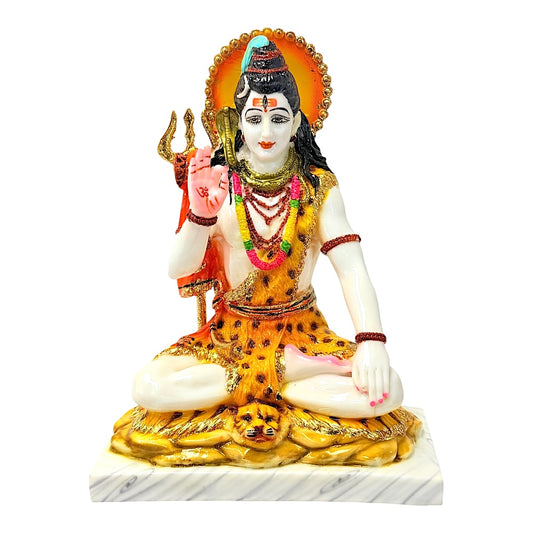 Lord Shiva white and gold, marble dust 10" (MOQ=ea)
