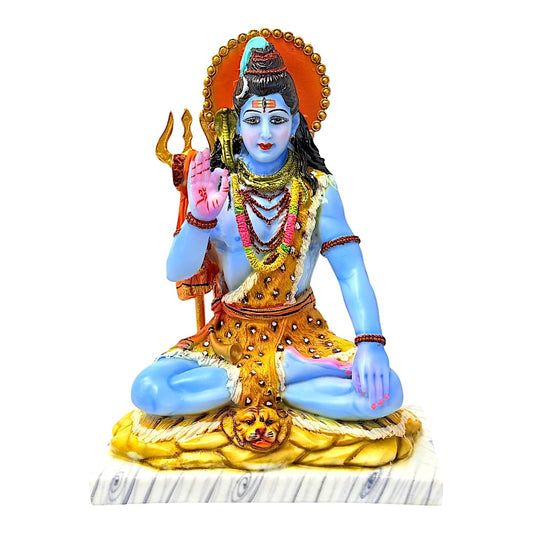 Lord Shiva Colorful blue, marble dust 10" (MOQ=ea)