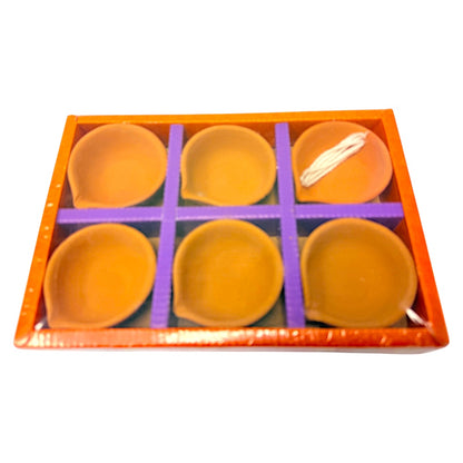 6 pack plain EKV diya with wicks (MOQ=24)