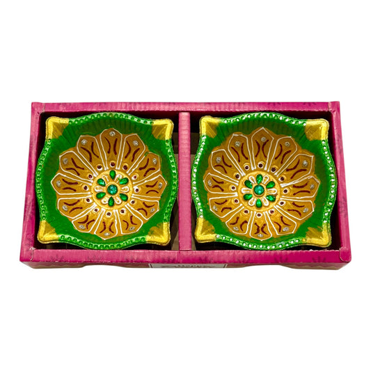 2 Pack Charmukhi (4 side) diya 4.5" Color (2x24) (48-7124) (MOQ=2dz)