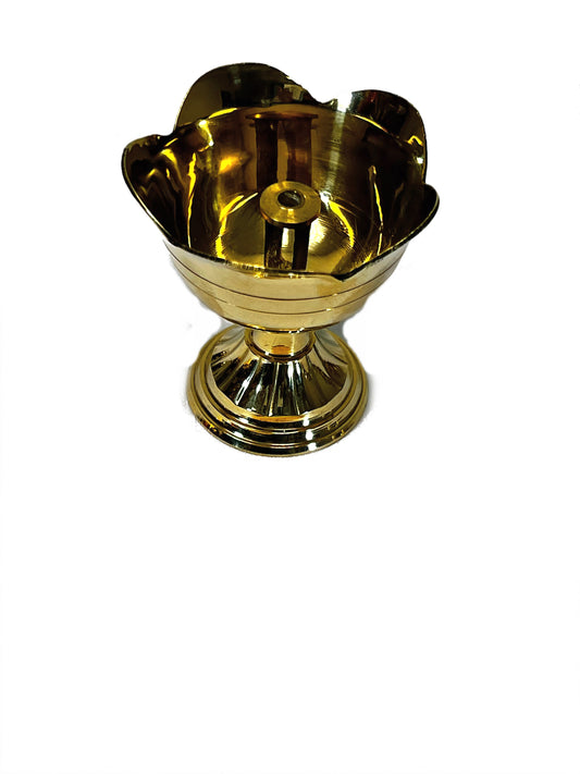 Brass flower diya with six petals 1.5 inch (MOQ=ea)