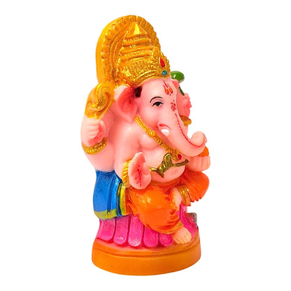 Lord Ganesha , white and gold marble dust,  3 inches (MOQ=ea)