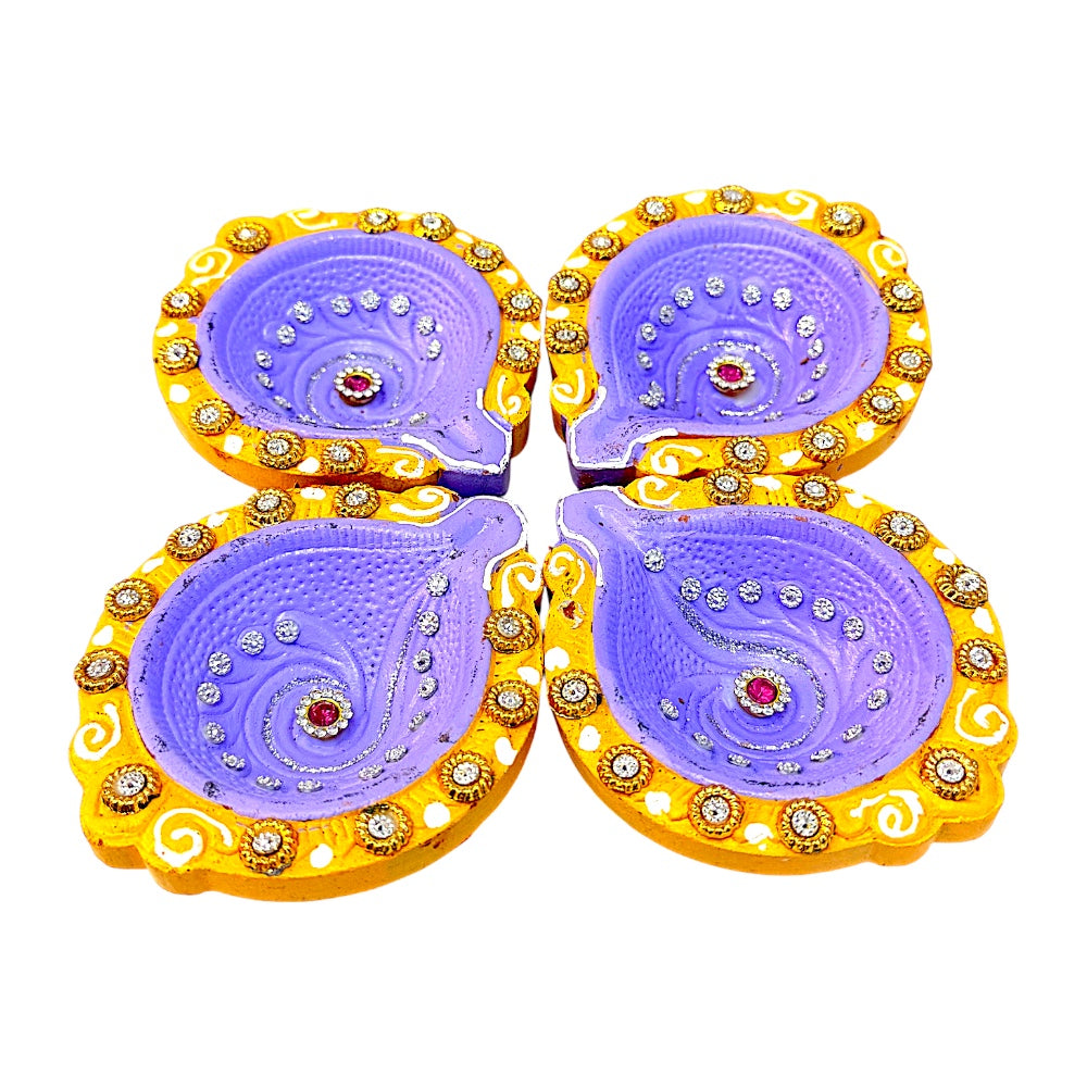 4 pc  Deco Diya Shk PKT (J) with jewels (MOQ=36 pc)