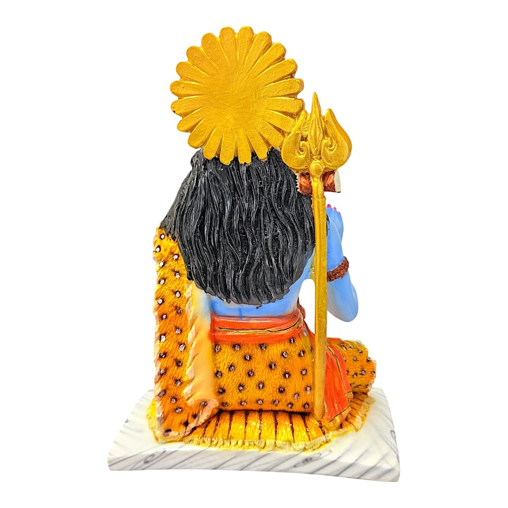 Lord Shiva, colored and gold, marble dust 12" (MOQ=ea)