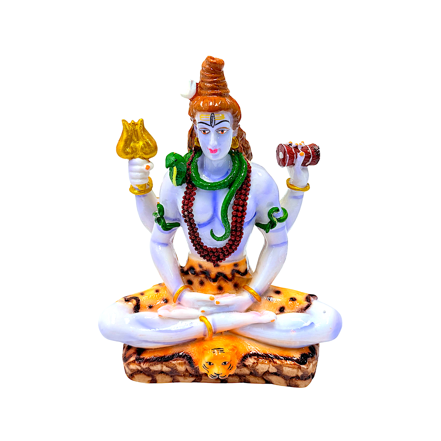 Lord Shiva statue, colorful marble dust, 8 inches (MOQ=ea)