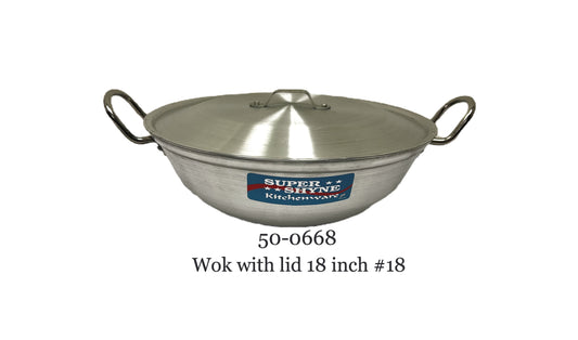 aluminium kadai #18 (wok) with handles with lid . (MOQ=ea)