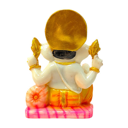 Lord Ganesha marble dust colored and gold, 7 inches